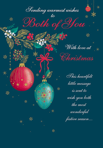 To both of you Christmas card- traditional baubles