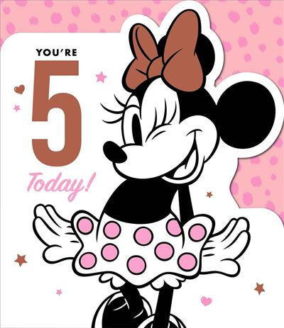 Age 5 birthday card - Minnie Mouse