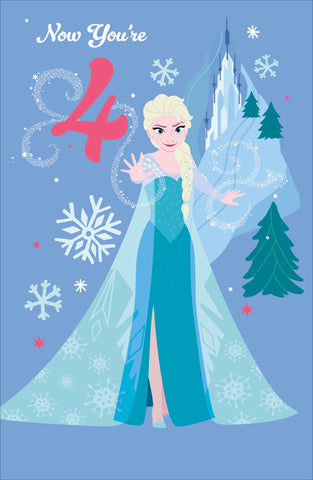 Age 4 birthday card - Disney Frozen
