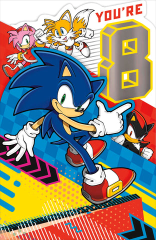 Age 8 Sonic the Hedgehog birthday card