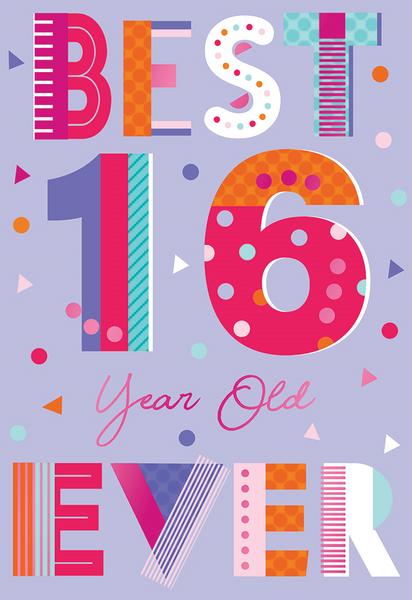 16th birthday card - modern text