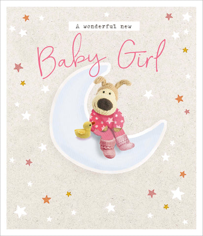 Boofle baby girl birth congratulations card