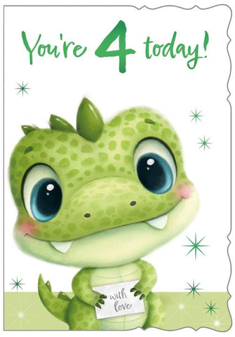 Age 4 birthday card - dinosaur