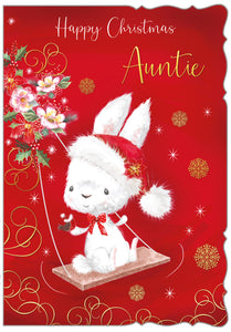 Auntie Christmas card- cute Xmas rabbit