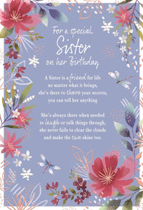 Sister birthday card- sentimental verse