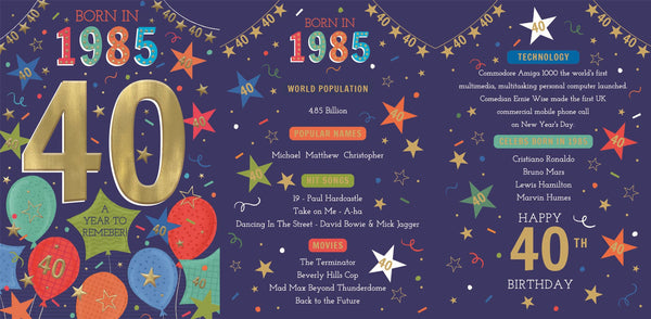 40th birthday card - born in 1985