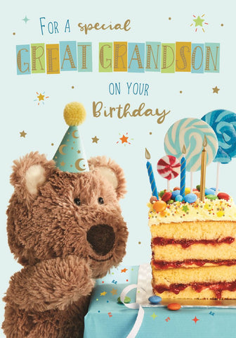 Great Grandson birthday card - birthday bear