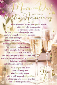 Mum and Dad Golden wedding anniversary card - sentimental verse