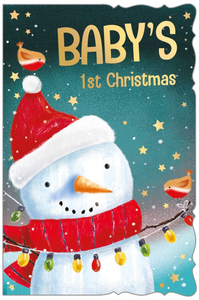 Baby’s first Christmas card - cute snowman