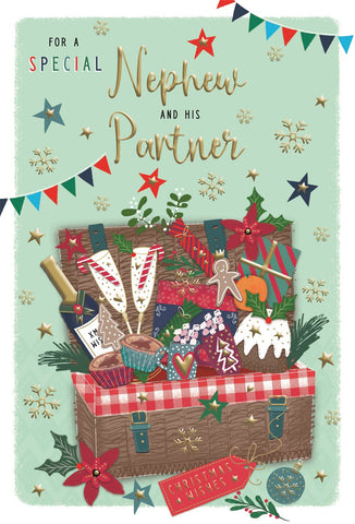 Nephew and partner Christmas card - Xmas hamper