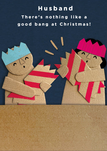 Husband Christmas card - good bang