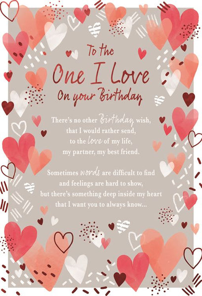 One i love birthday card - sentimental verse