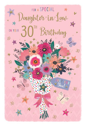 Daughter in law 30th birthday card- birthday flowers