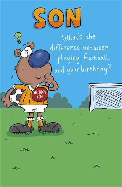 Son birthday card - funny football