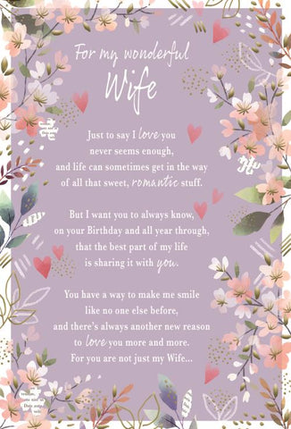 Wife birthday card - sentimental verse