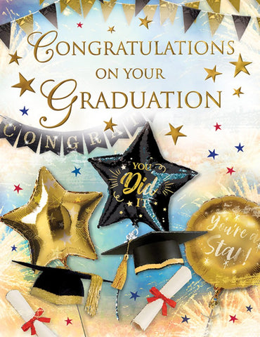 Graduation card - celebration balloons