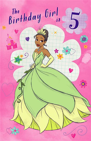 Age 5 birthday card - Disney Princess