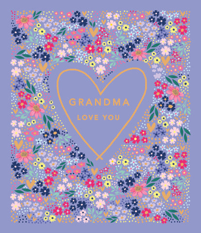 Grandma birthday card - floral heart