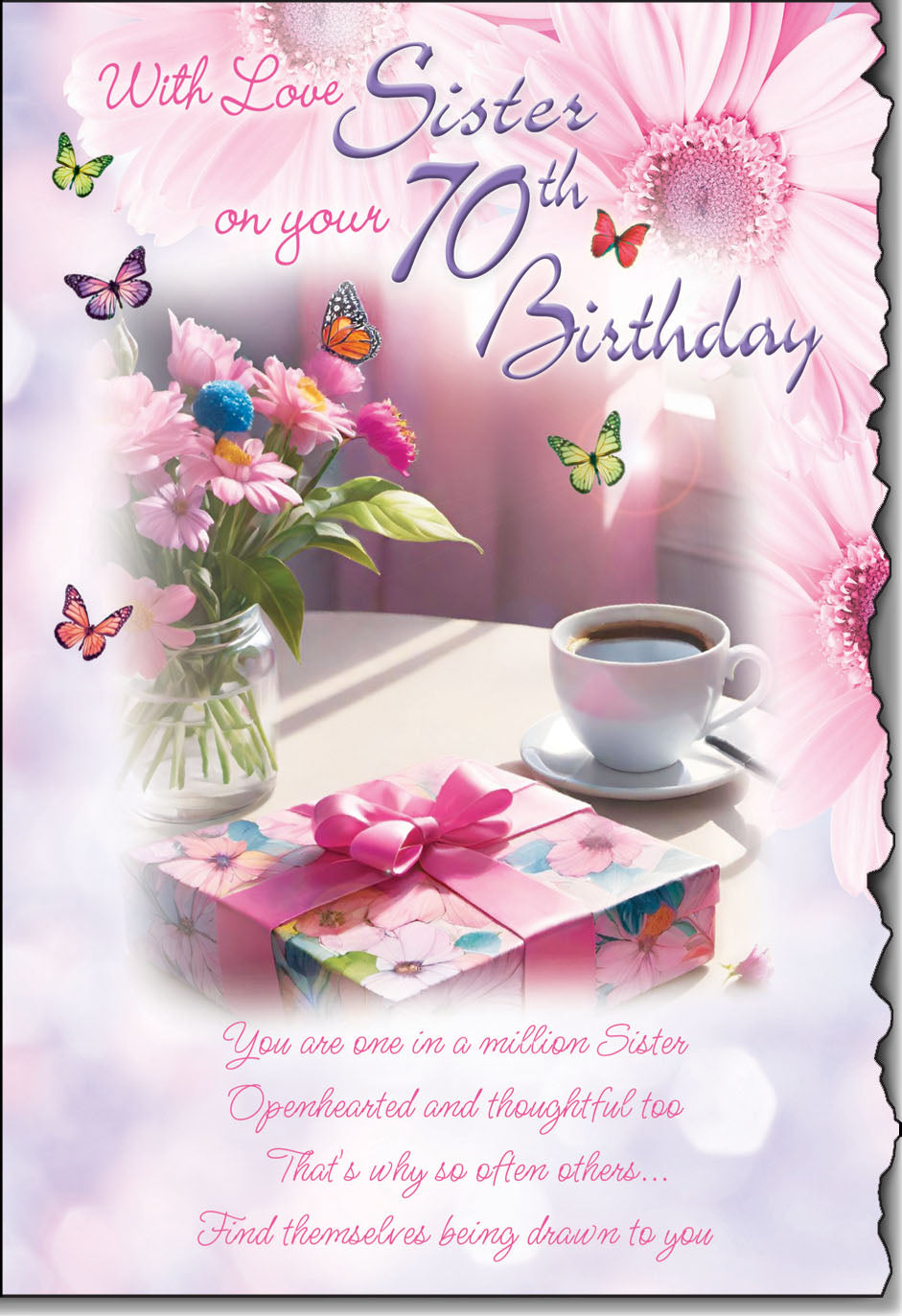 Sister 70th birthday card - sentimental verse