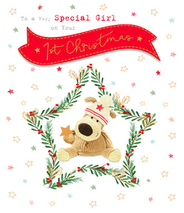 Baby girl’s first Christmas card - Boofle