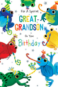 Great Grandson birthday card - frogs