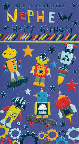 Nephew birthday card- cute robots