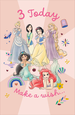 Age 3 Disney Princess birthday card