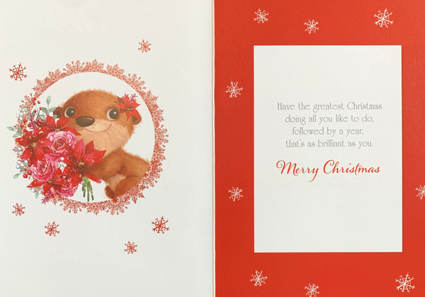 Godmother Christmas card- cute otter