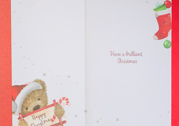 Grandson Christmas card - cute bear