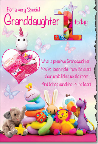 Granddaughter 1st birthday card - Sentimental verse