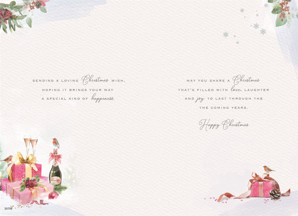 Granddaughter and Fiancé Christmas card - festive celebrations