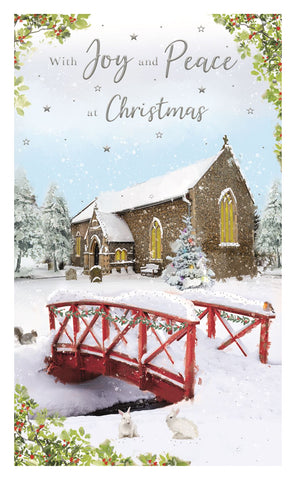 Religious Christmas card - winter church