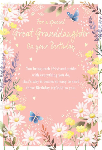 Great Granddaughter birthday card - sentimental