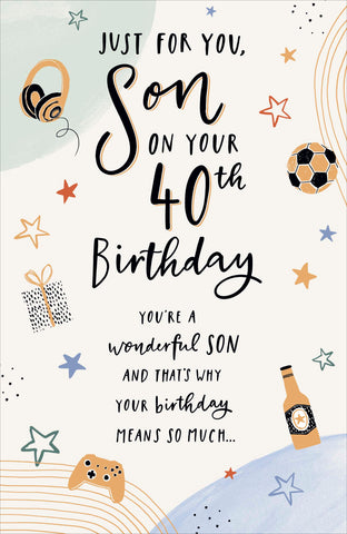 Son 40th birthday card - modern