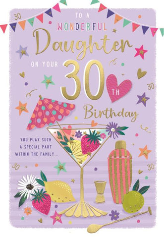 Daughter 30th birthday card- birthday cocktails