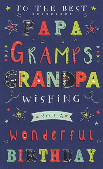 Male grandparent birthday card- various names