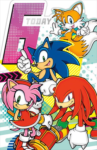 Age 6 Sonic the Hedgehog birthday card