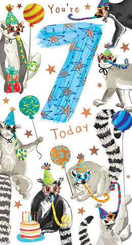 Age 7 birthday card - party Limas
