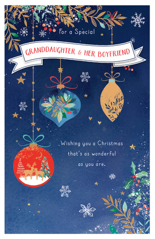 Granddaughter & Husband/Partner Christmas card - Customisable card