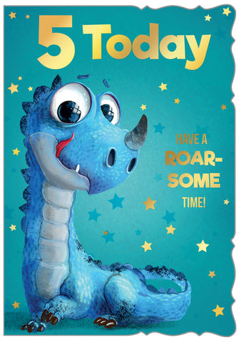 Age 5 birthday card - dinosaur