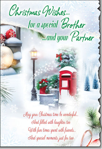 Brother and Partner Christmas card - sentimental verse