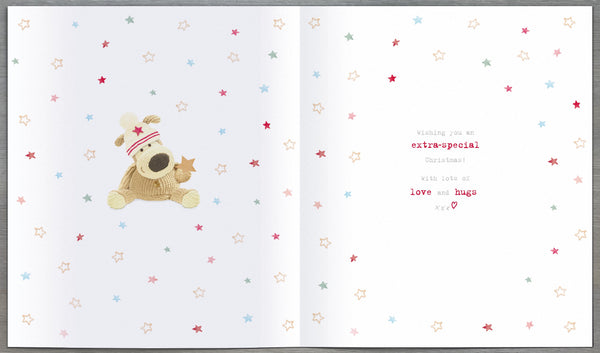 Baby girl’s first Christmas card - Boofle