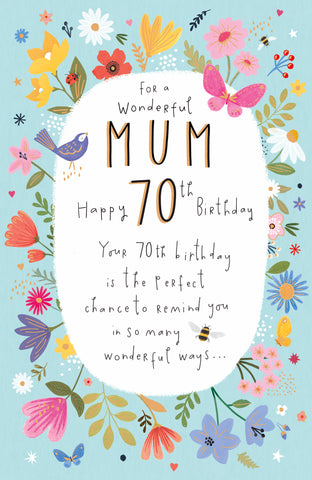 Mum 70th birthday card - flowers