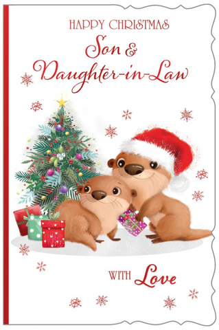 Son and Daughter-in-law Christmas card - otter couple