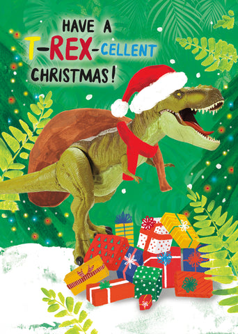 Funny Christmas card - T Rex dinosaur card