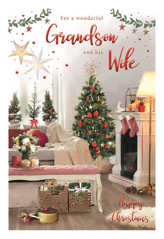 Grandson and Wife Christmas card - Christmas home