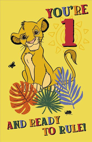 Age 1 birthday card - The lion king