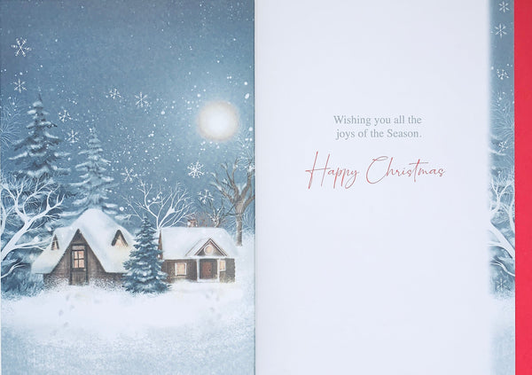 Son Christmas card - winter woodland