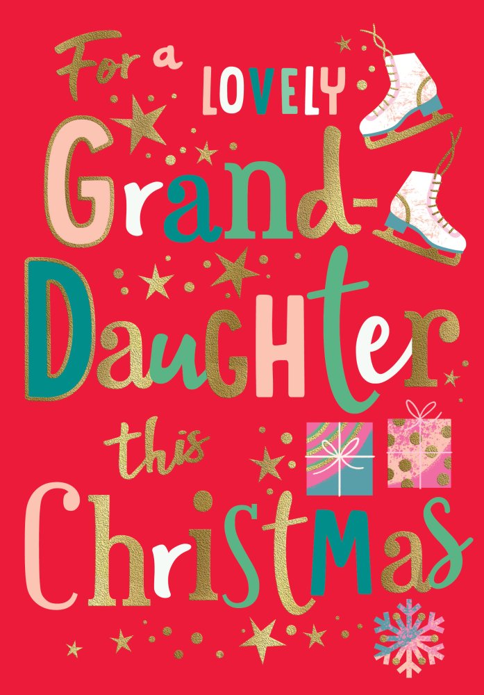 Granddaughter Christmas card - modern Xmas text