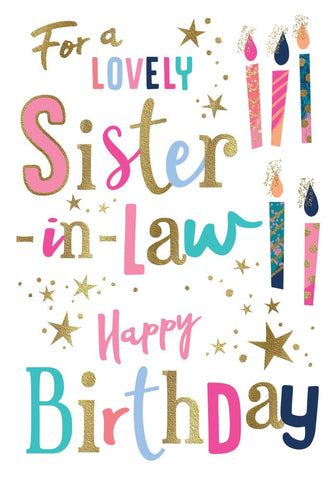 Sister in law birthday card- sparkling candles